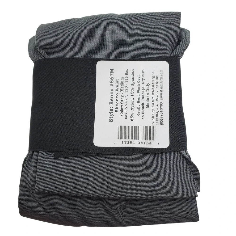 Gray Sheer to Waist Tights MEDIUM B.ella 70 Denier Microfiber Fall Satin New M